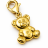 Charms miś dwustronny 3D duży złoto 585