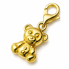 Charms miś dwustronny 3D duży złoto 585