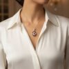 Zawieszka wisior rubiny diamenty naturalne złoto 585