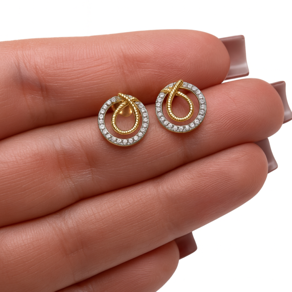 Kolczyki sztyfty okrągłe diamenty naturalne złoto 585