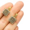 Kolczyki geometryczne naturalne diamenty złoto 585